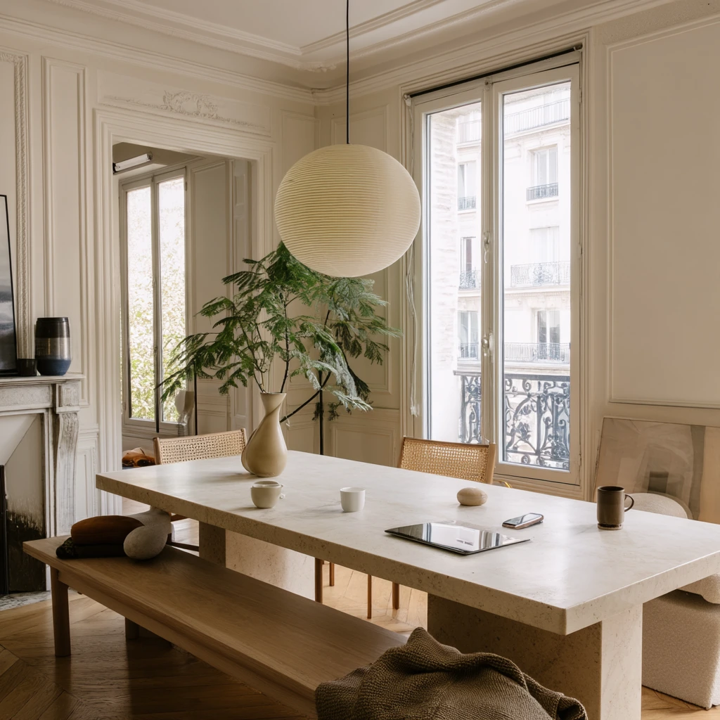7. Neutral Modern Parisian Dining Space