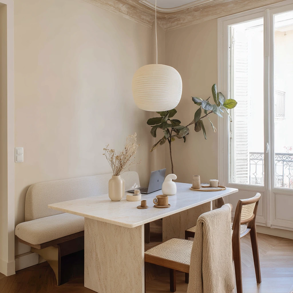 7. Neutral Modern Parisian Dining Space