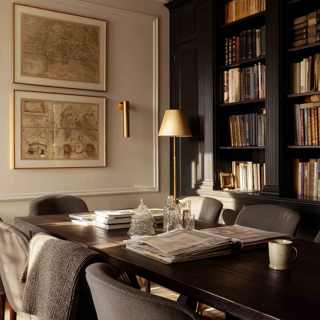 9. Moody Heritage Dining Room with Library Feel