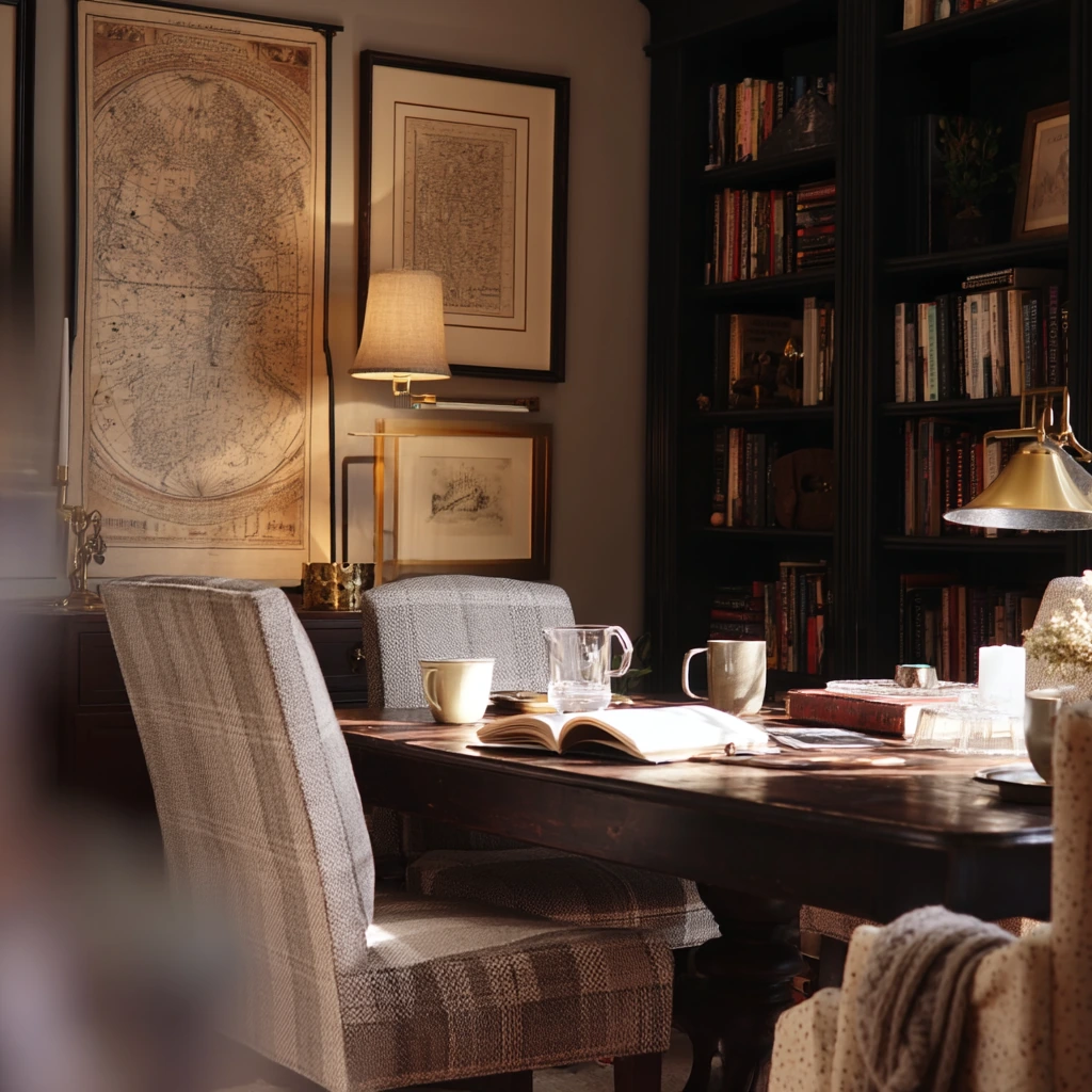 9. Moody Heritage Dining Room with Library Feel