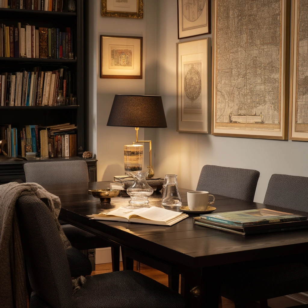 9. Moody Heritage Dining Room with Library Feel