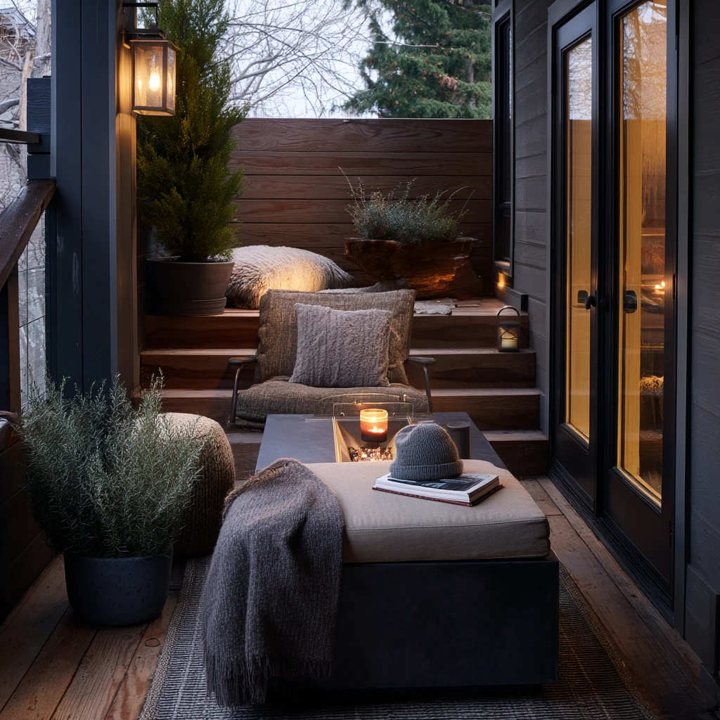 Cozy Winter Deck With a Protected Hearth Corner
