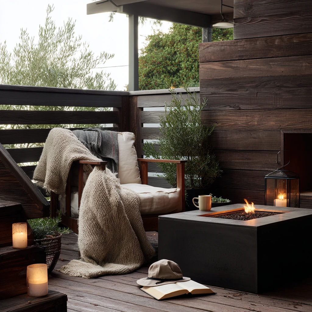Cozy Winter Deck With a Protected Hearth Corner