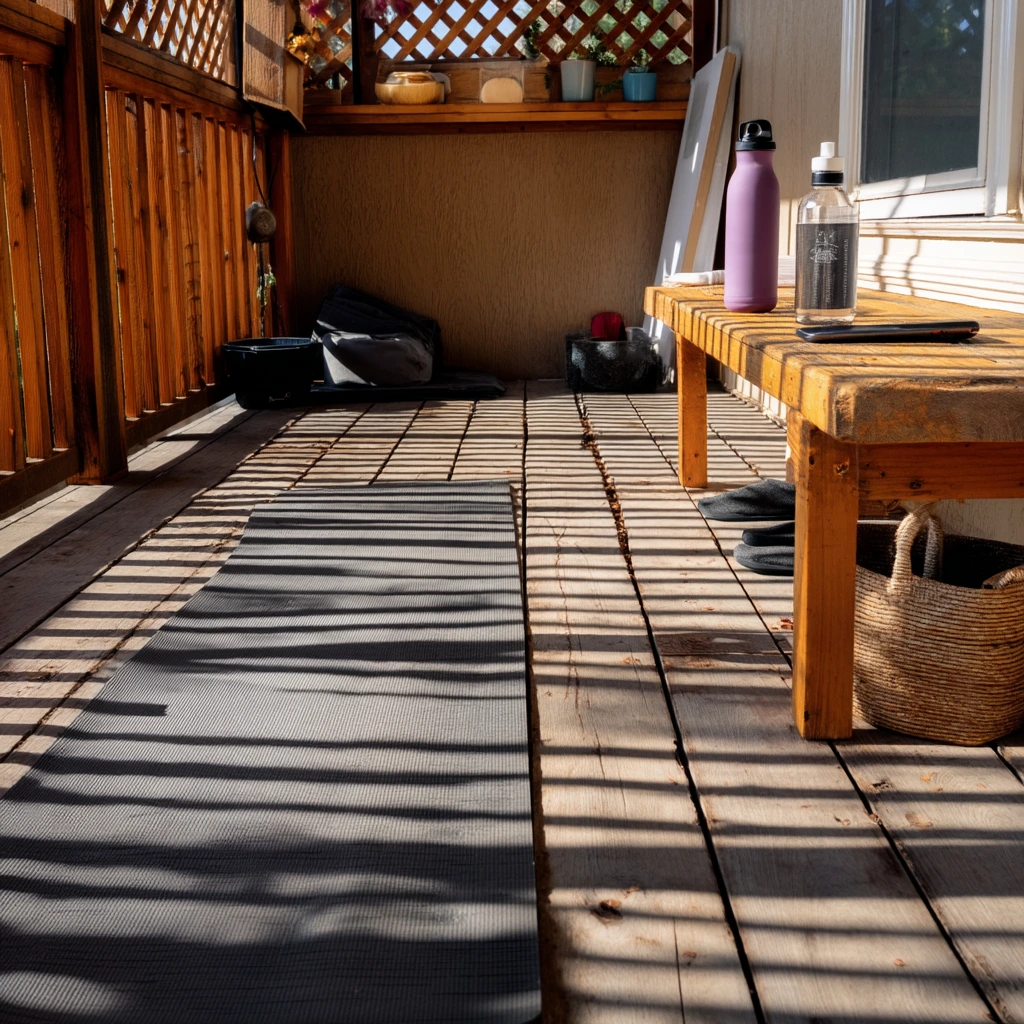 Morning Yoga on a Partially Covered Deck
