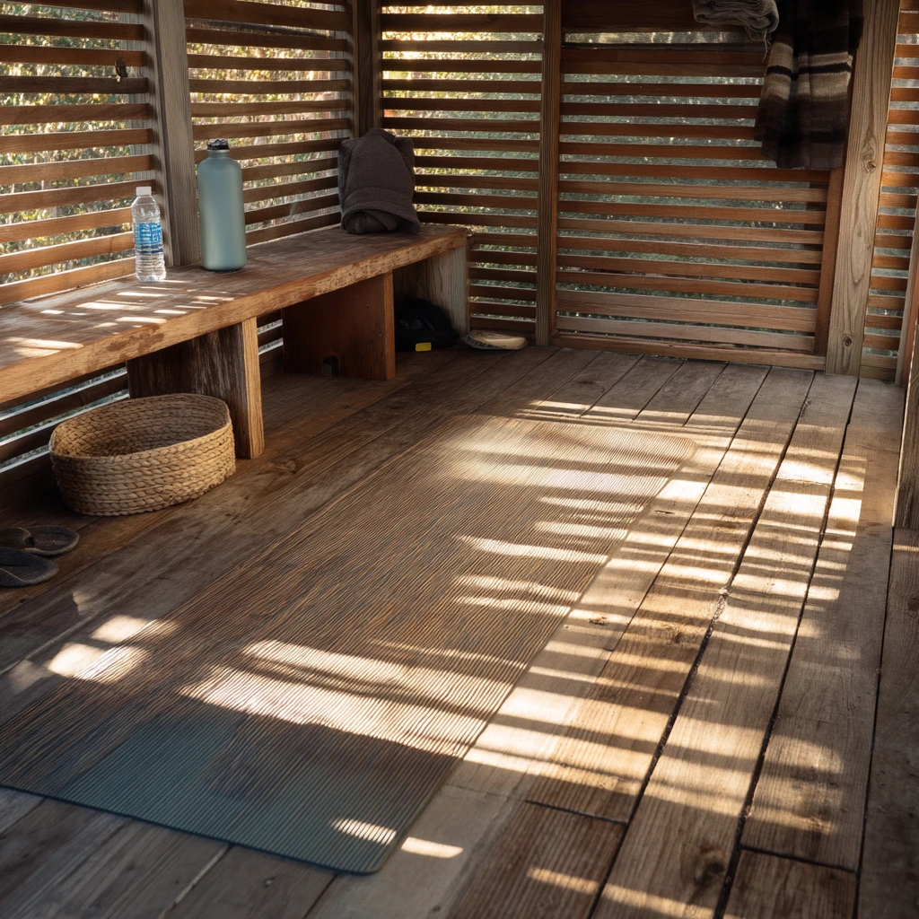 Morning Yoga on a Partially Covered Deck