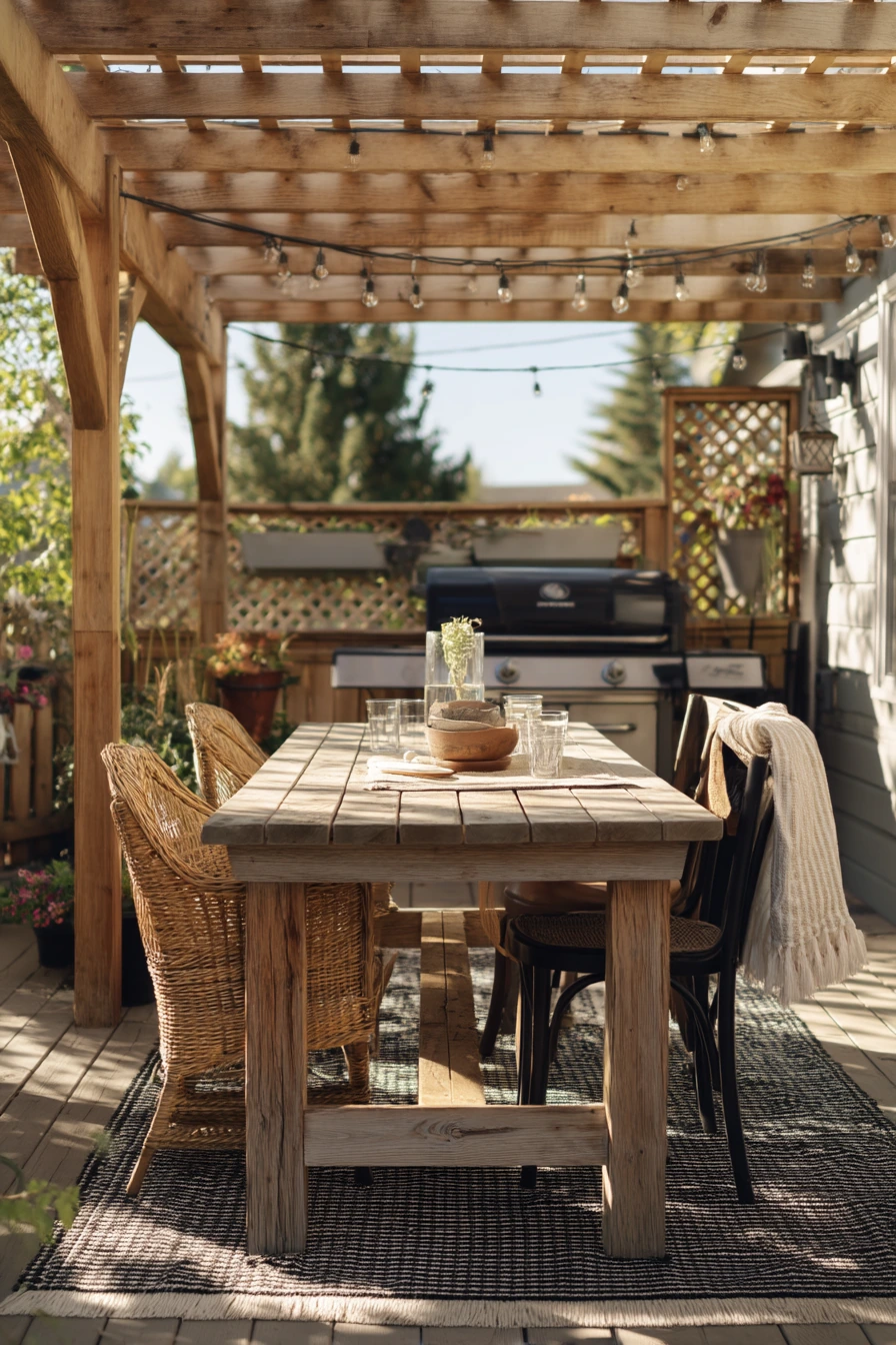 Budget Pergola Lattice Ceiling with String Lights