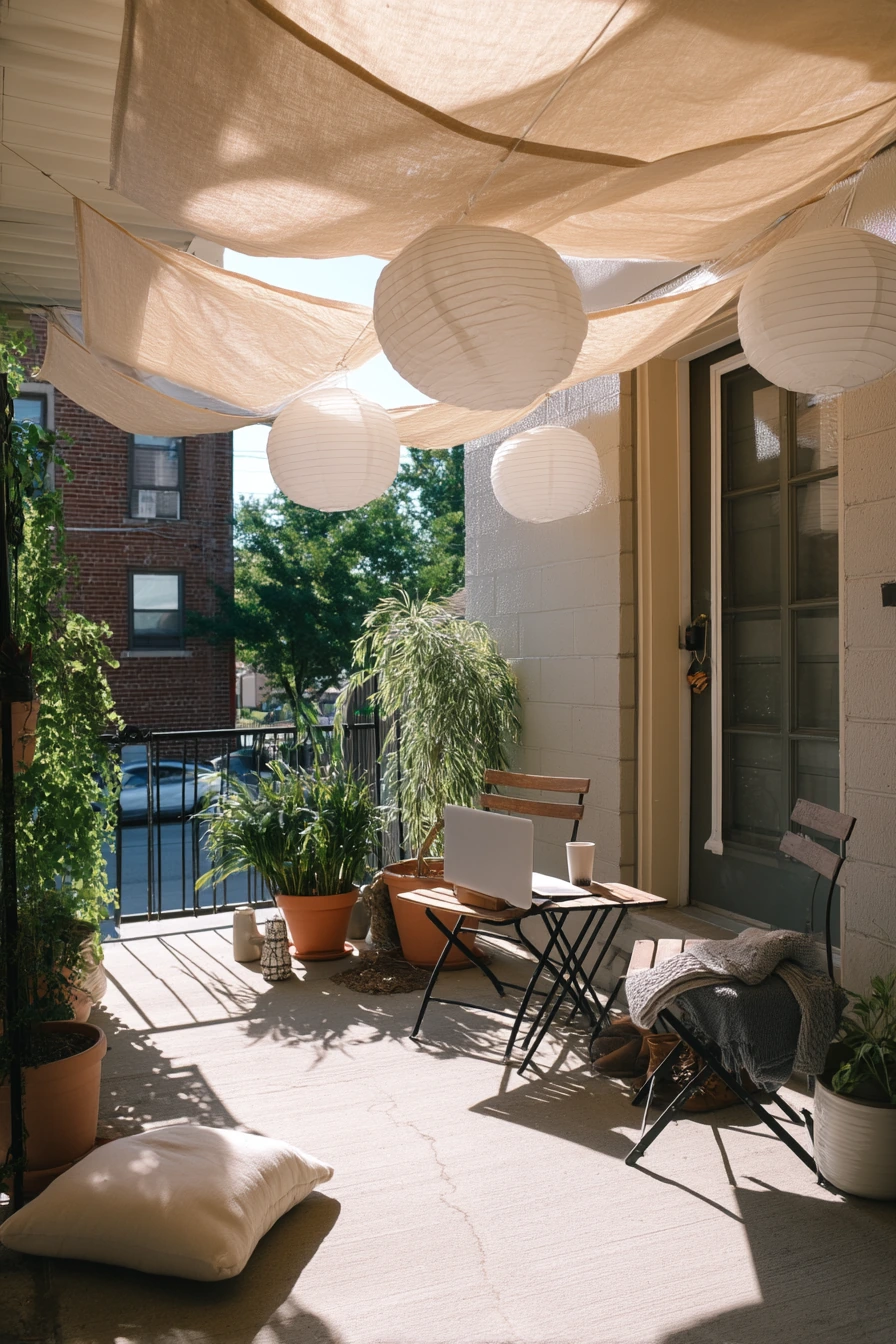 Renter-Friendly Fabric Canopy Patio Ceiling