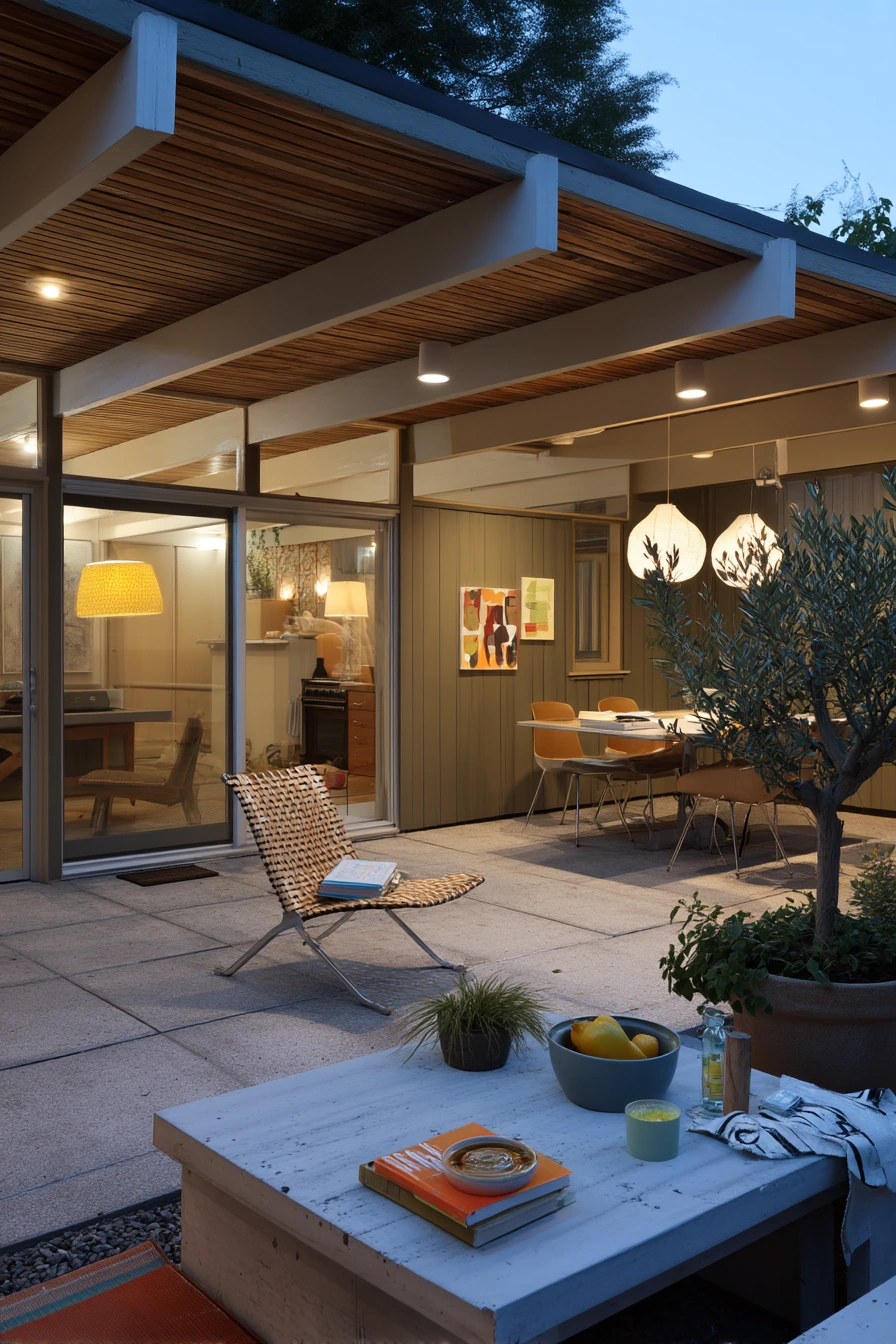 Warm Cedar Slat Ceiling Over a Family Patio