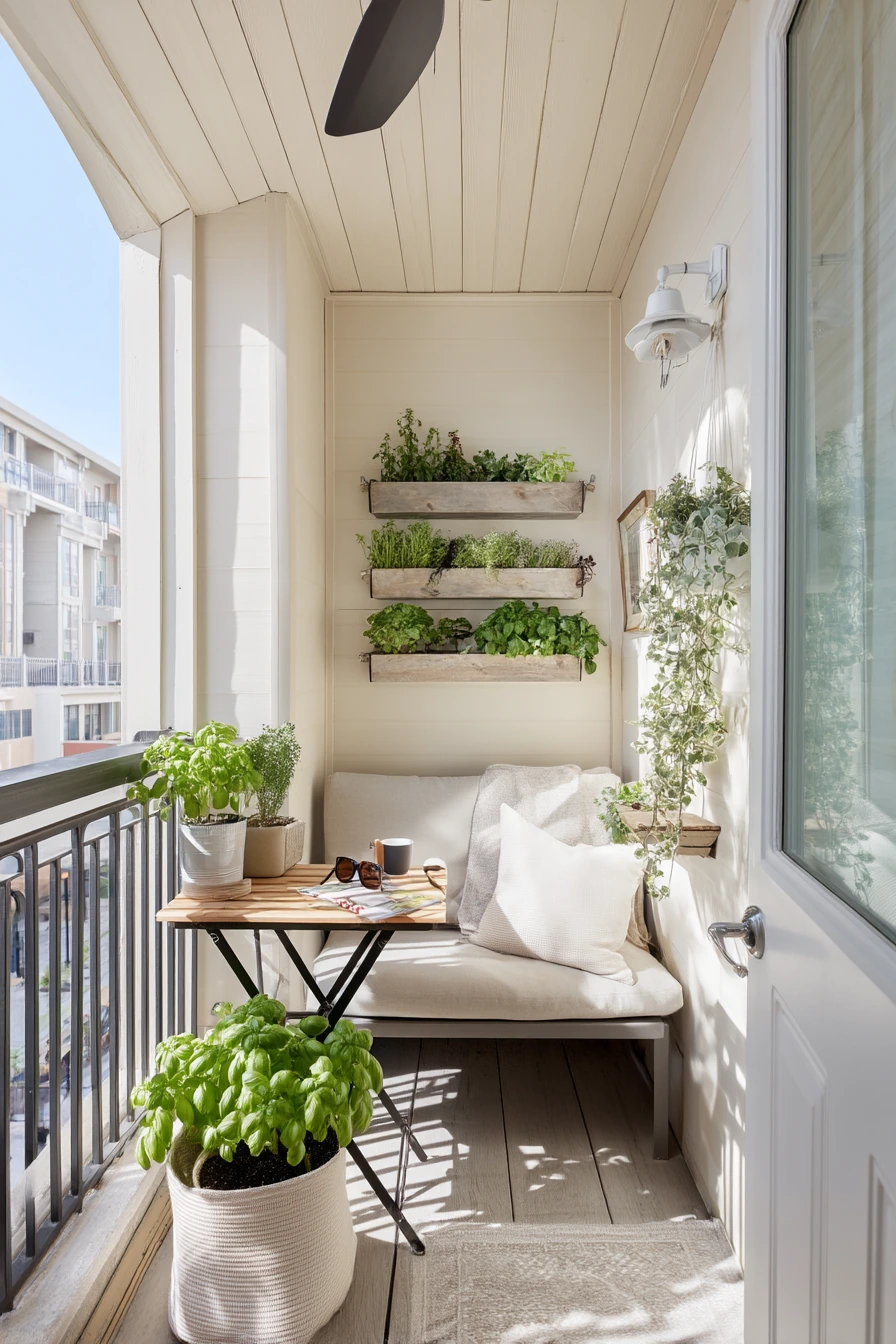 Painted Tongue-and-Groove Ceiling for a Compact Condo Patio