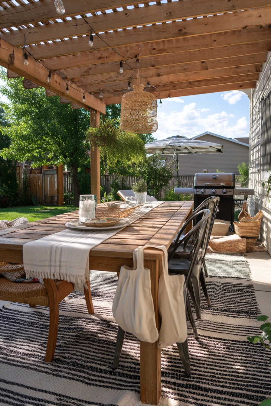 Budget Pergola Lattice Ceiling with String Lights