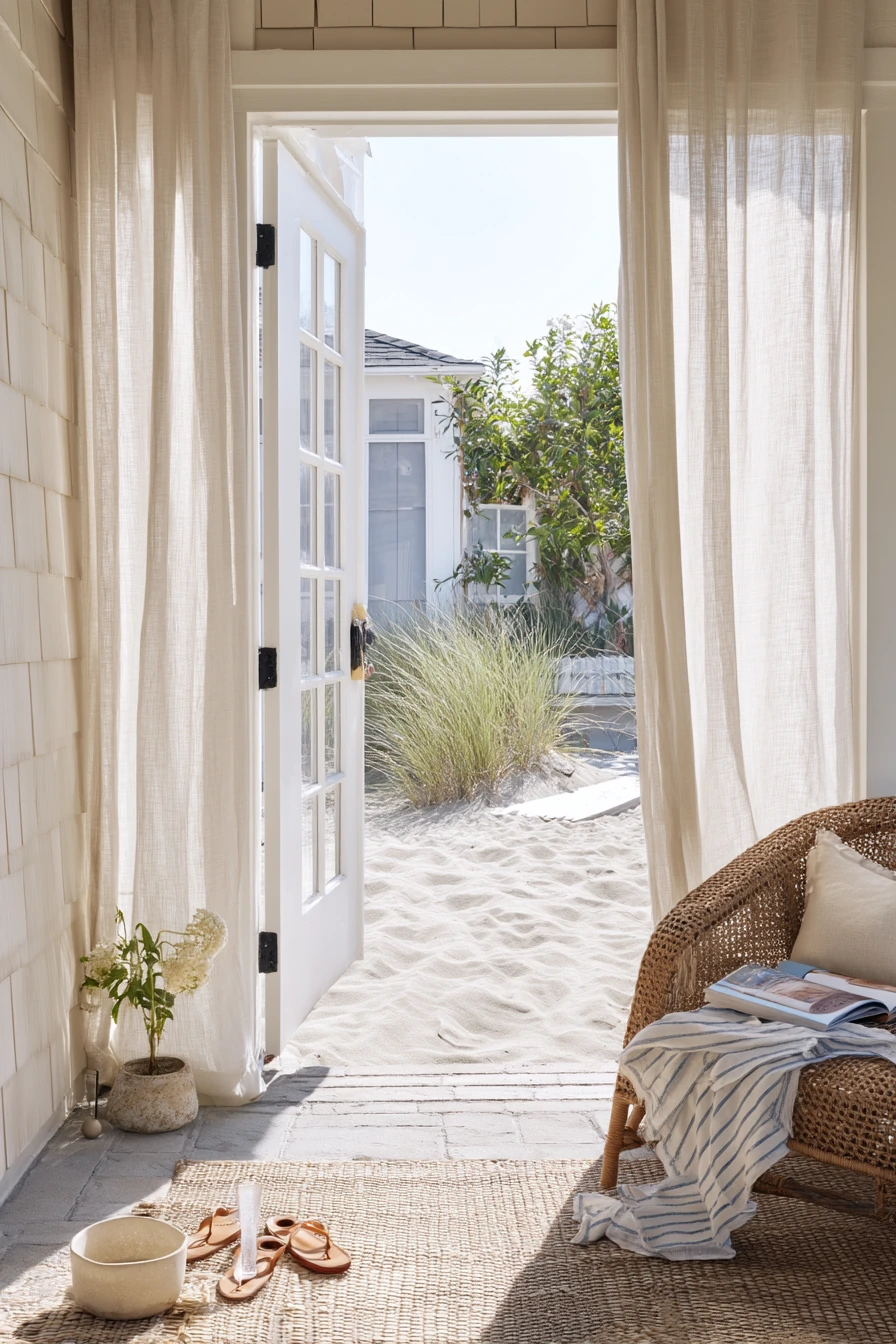 5. Coastal Patio Curtains With Breezy Layers