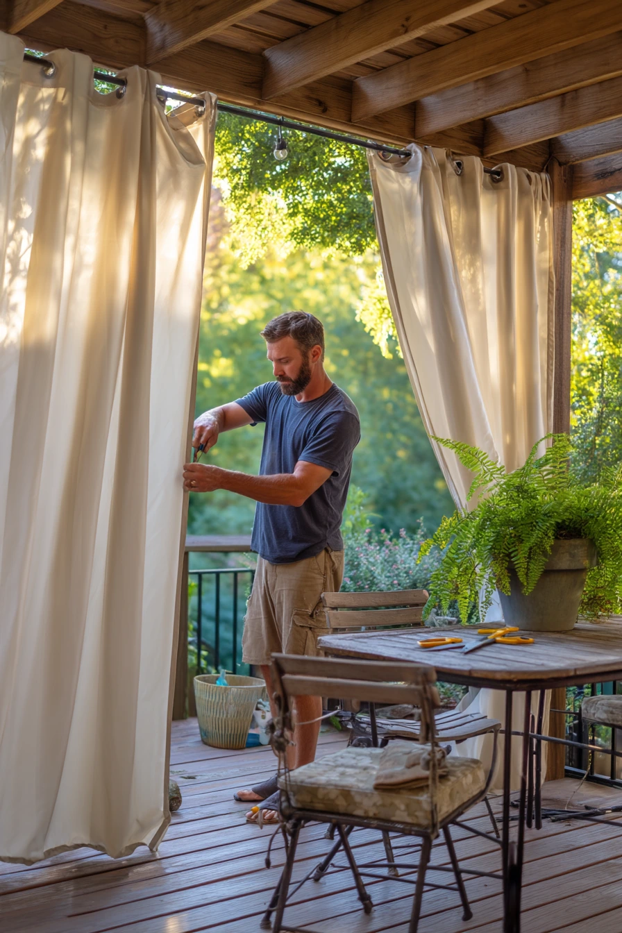 6. Budget DIY Curtain Panels on a Backyard Pergola