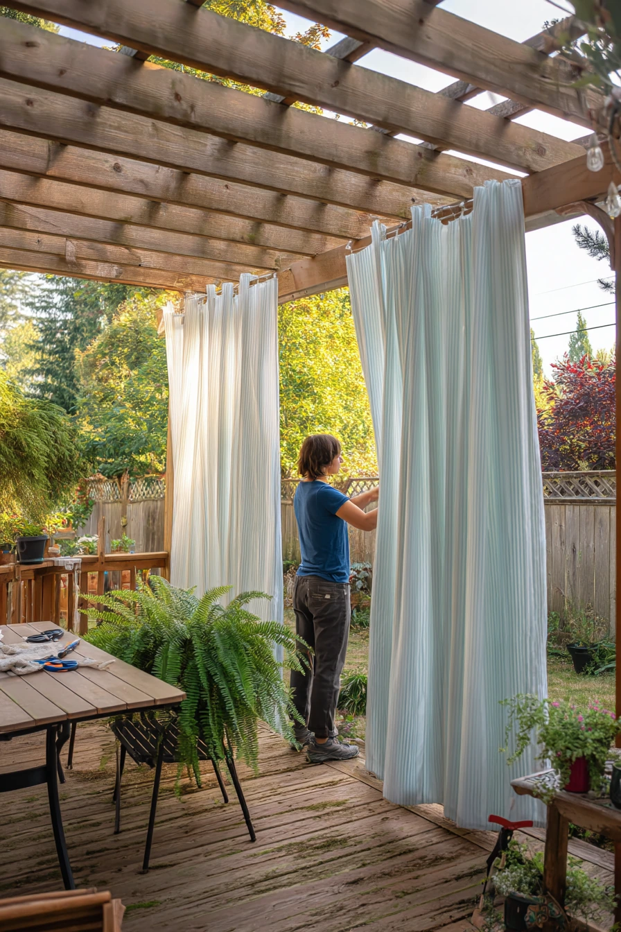 6. Budget DIY Curtain Panels on a Backyard Pergola