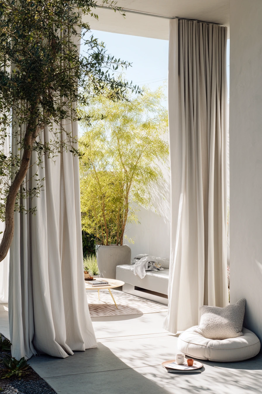 10. Minimal Modern Patio Curtains for a Serene Morning