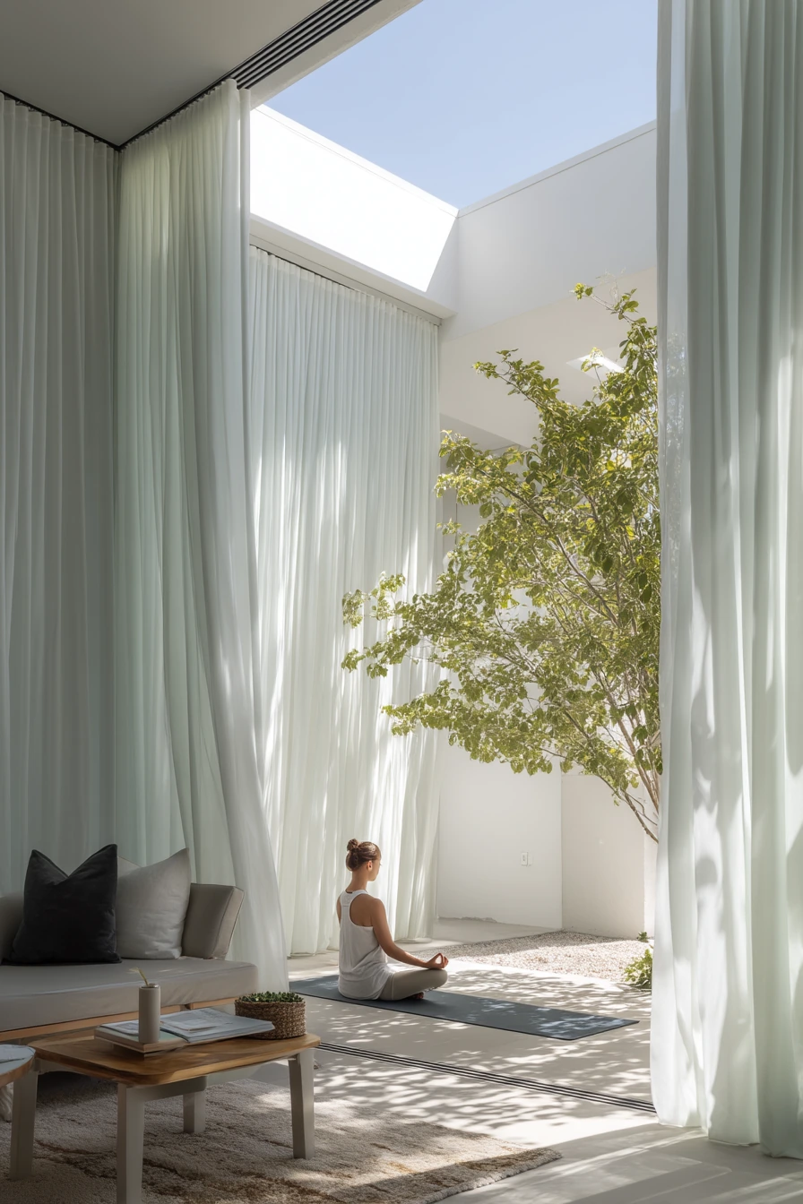 10. Minimal Modern Patio Curtains for a Serene Morning