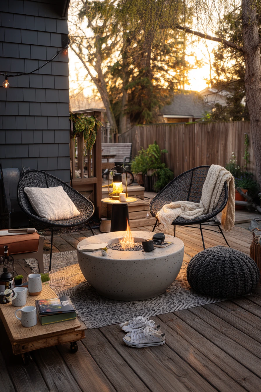 Cozy Evening Deck with Fire Pit Seating