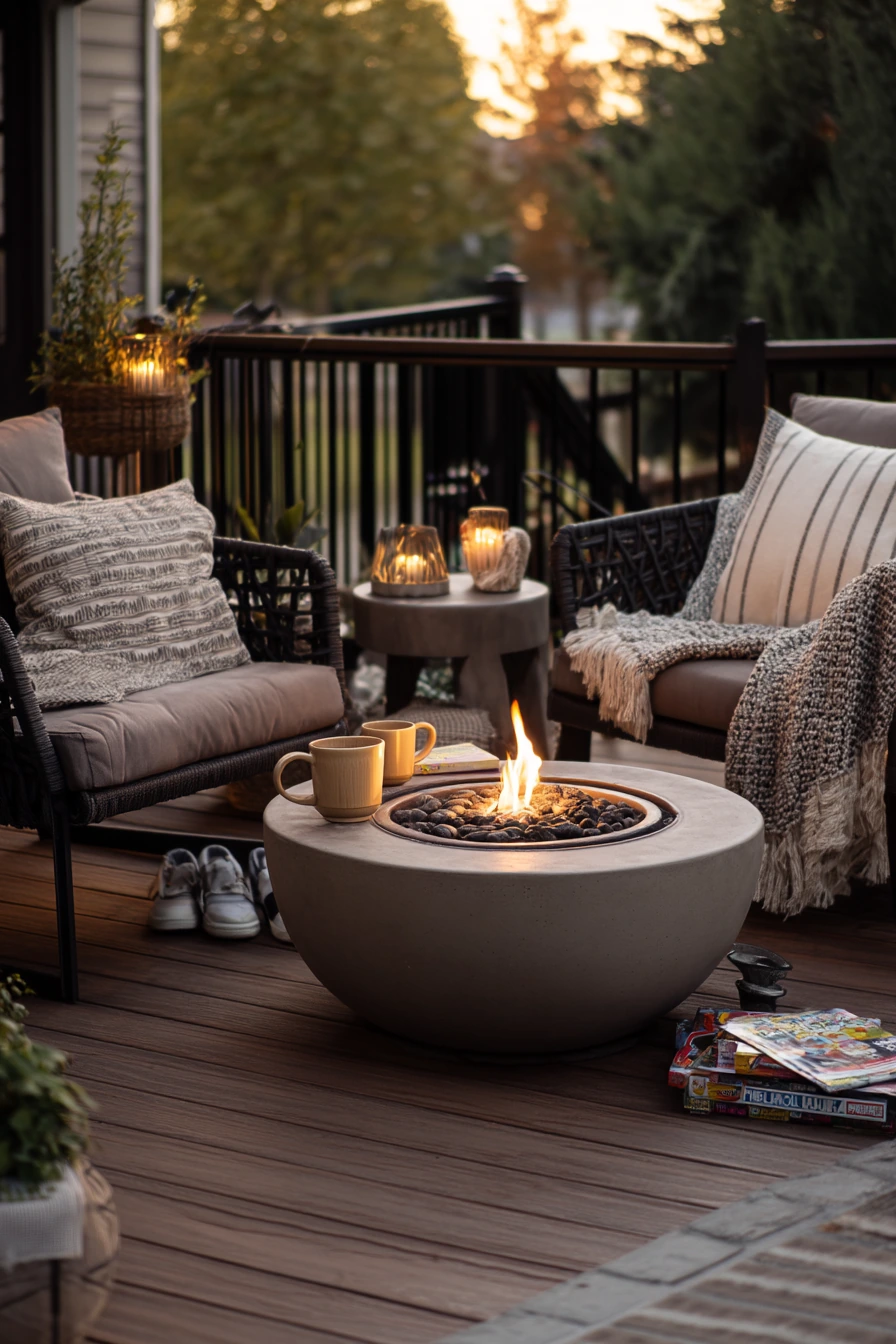 Cozy Evening Deck with Fire Pit Seating