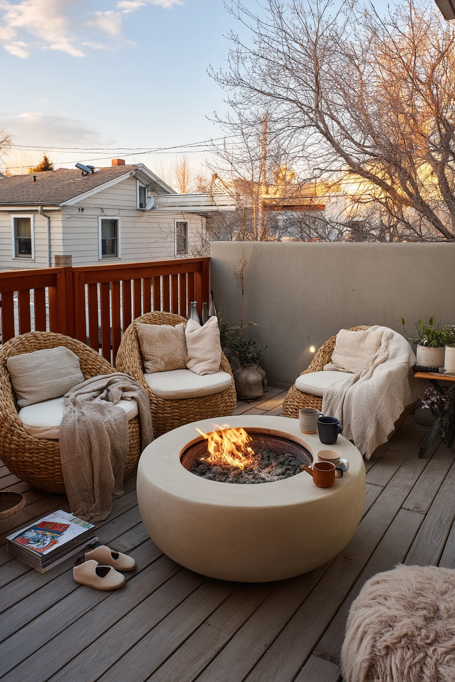 Cozy Evening Deck with Fire Pit Seating