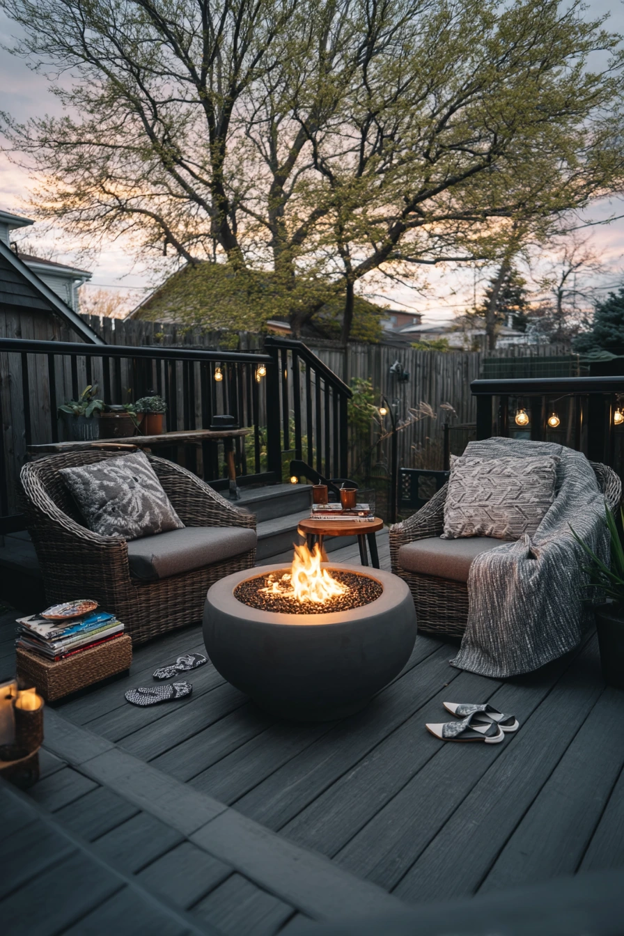 Cozy Evening Deck with Fire Pit Seating