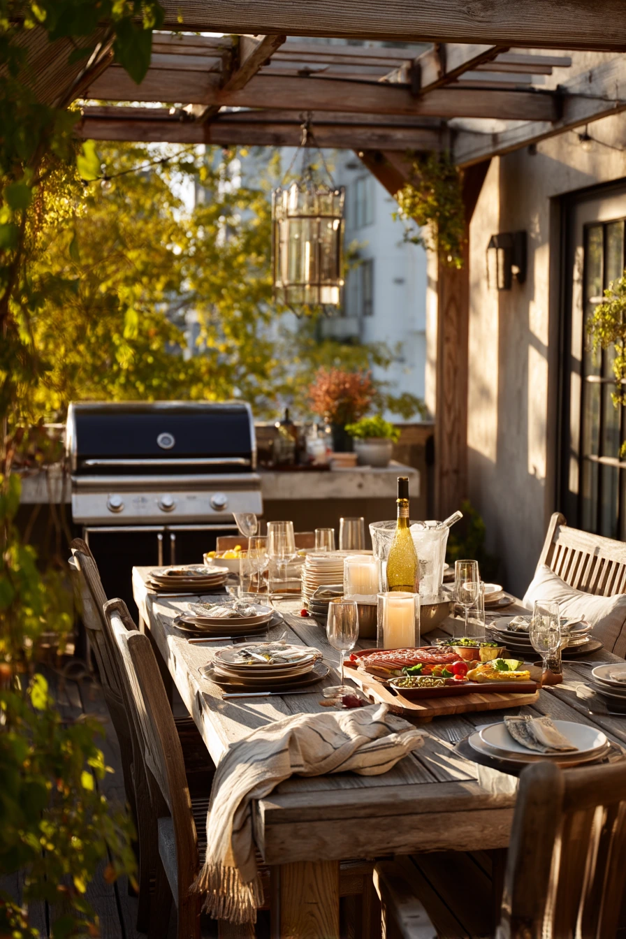 Weekend Entertaining Deck with Grill and Long Table