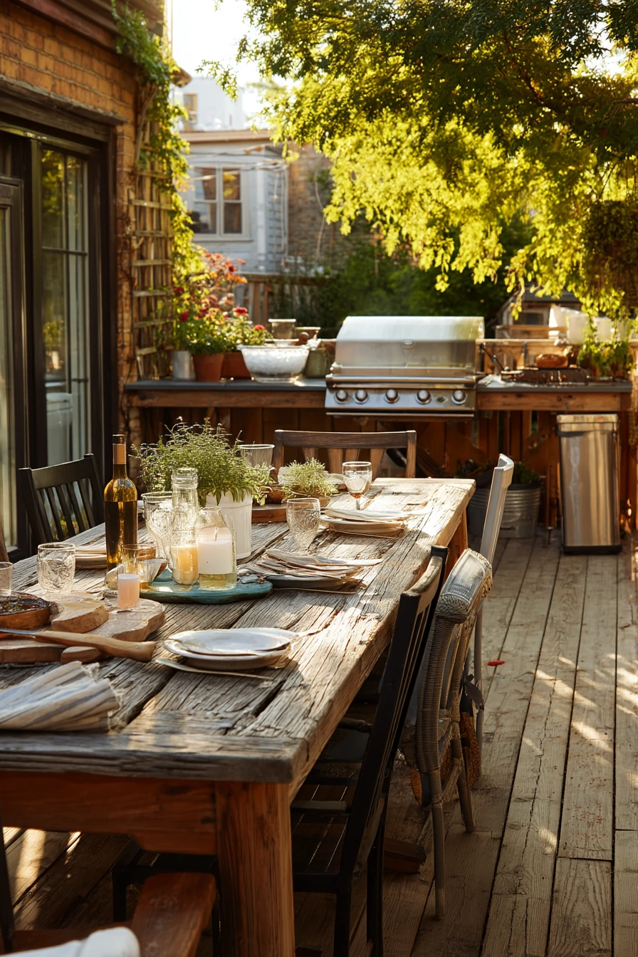 Weekend Entertaining Deck with Grill and Long Table