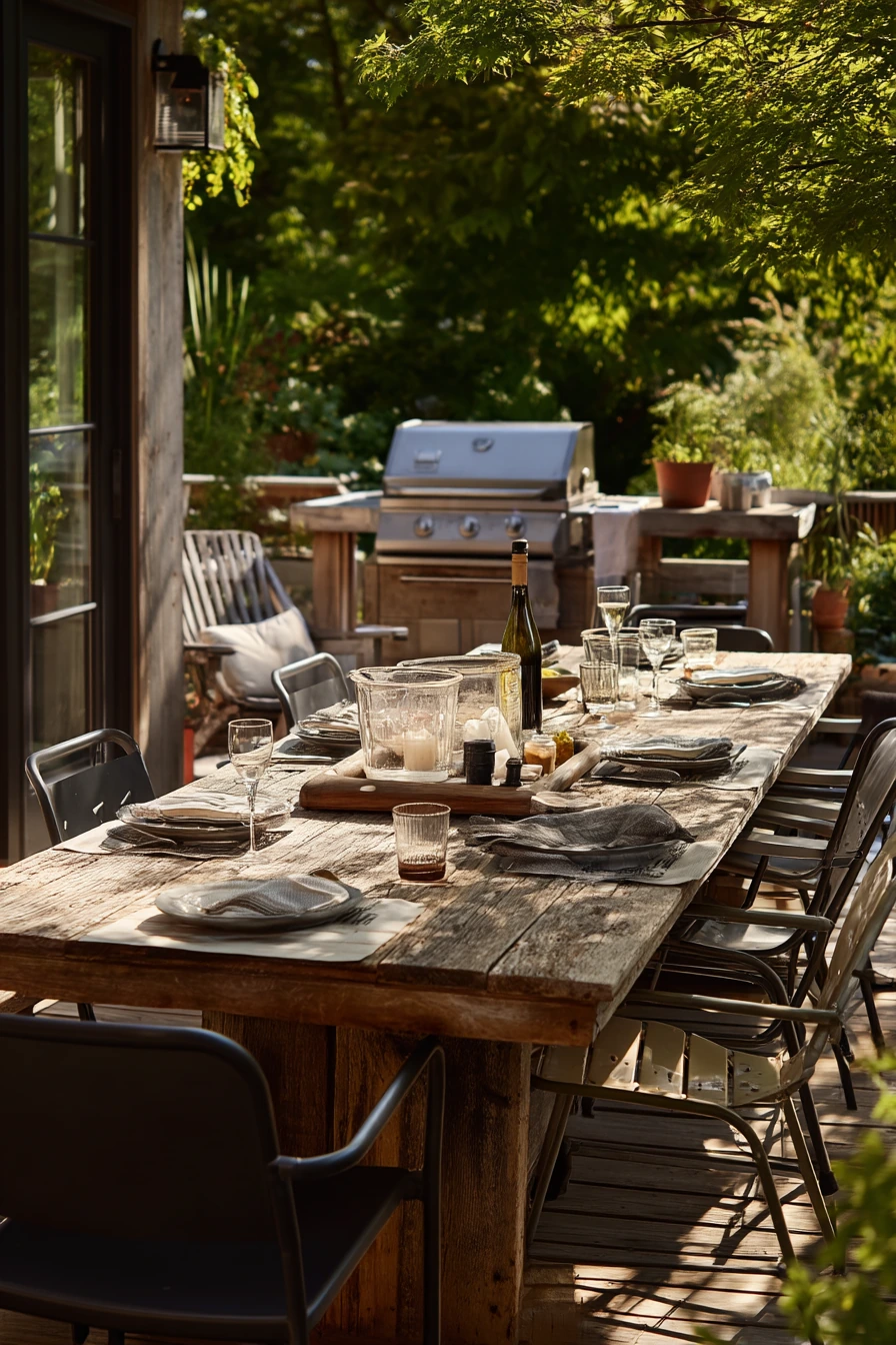 Weekend Entertaining Deck with Grill and Long Table