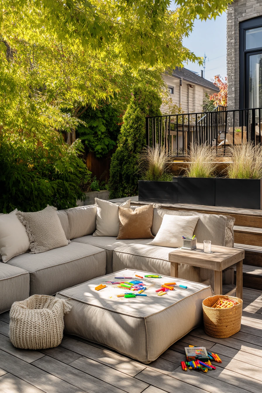 Modern Deck with Kid Play Zone and Lounge Edge