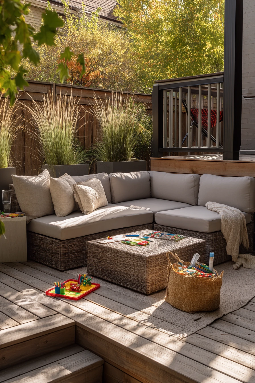 Modern Deck with Kid Play Zone and Lounge Edge