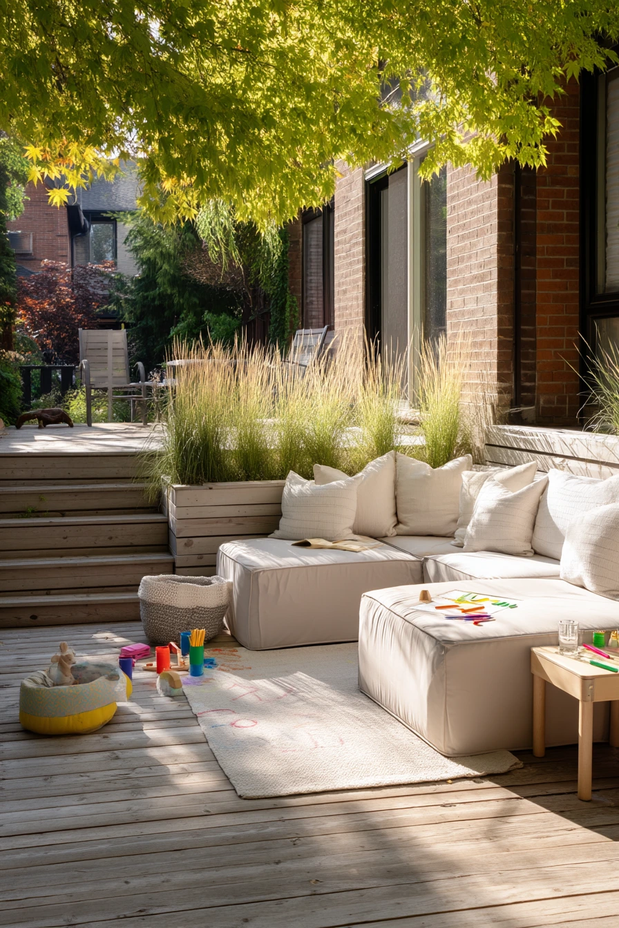 Modern Deck with Kid Play Zone and Lounge Edge