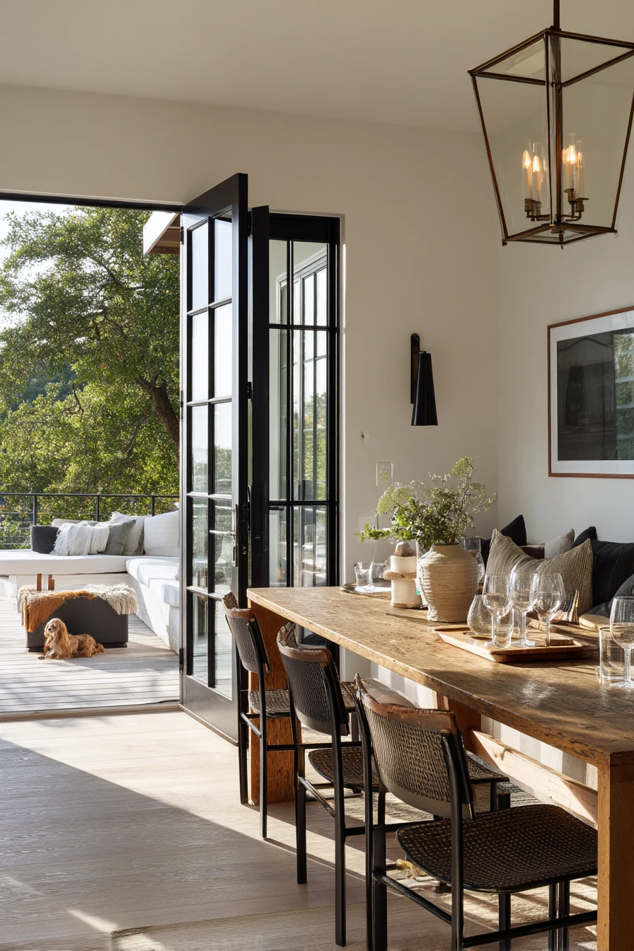 Modern Farmhouse Patio Doors and Entertaining Flow