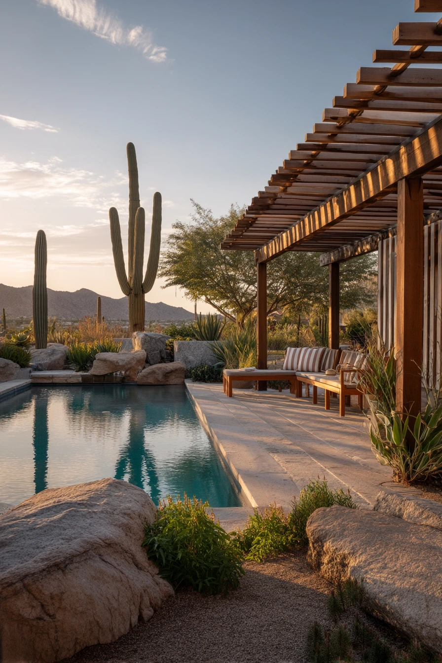 Desert Oasis With Shade Structure
