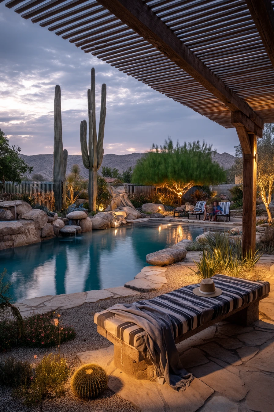 Desert Oasis With Shade Structure