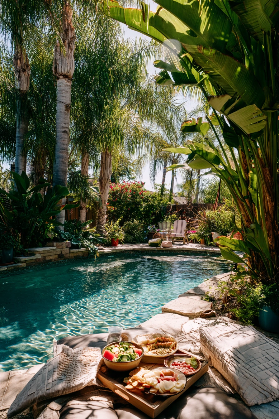 Tropical Pool Garden for Weekend Hosting