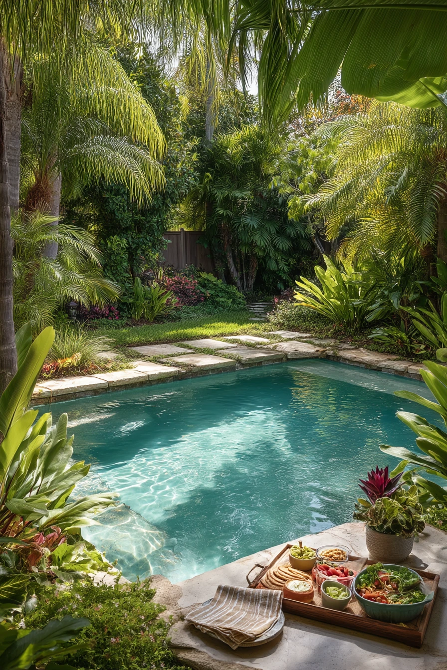 Tropical Pool Garden for Weekend Hosting