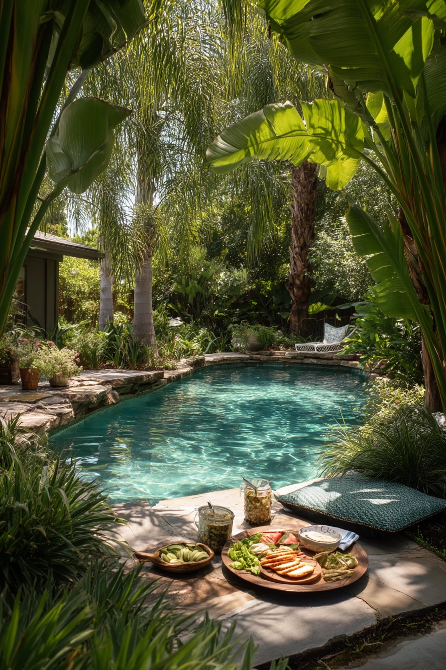 Tropical Pool Garden for Weekend Hosting