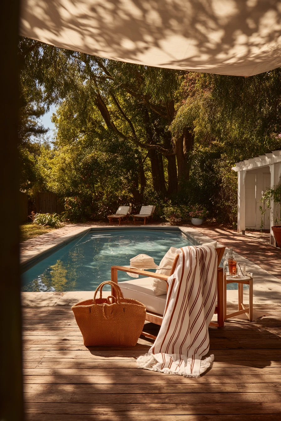 Family-Friendly Retractable Shade by the Pool