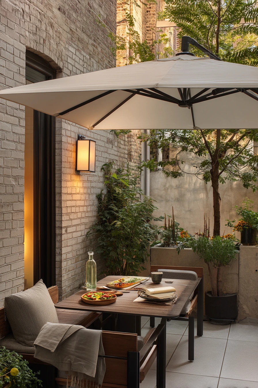Pool Shade for a Young Couple’s Dinner Swim