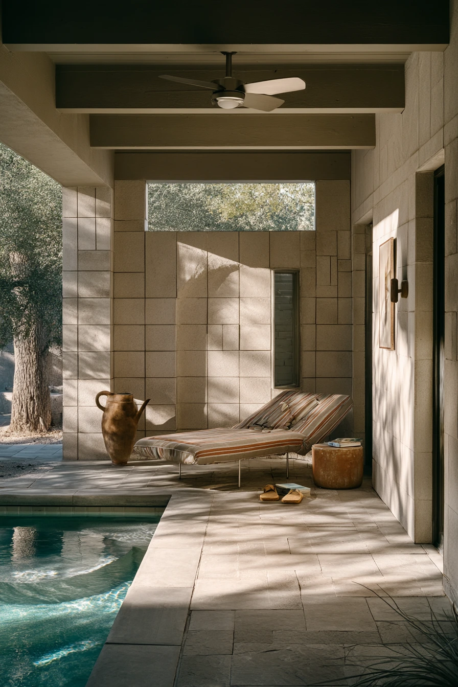 Desert-Style Pool Shade with Breeze Blocks
