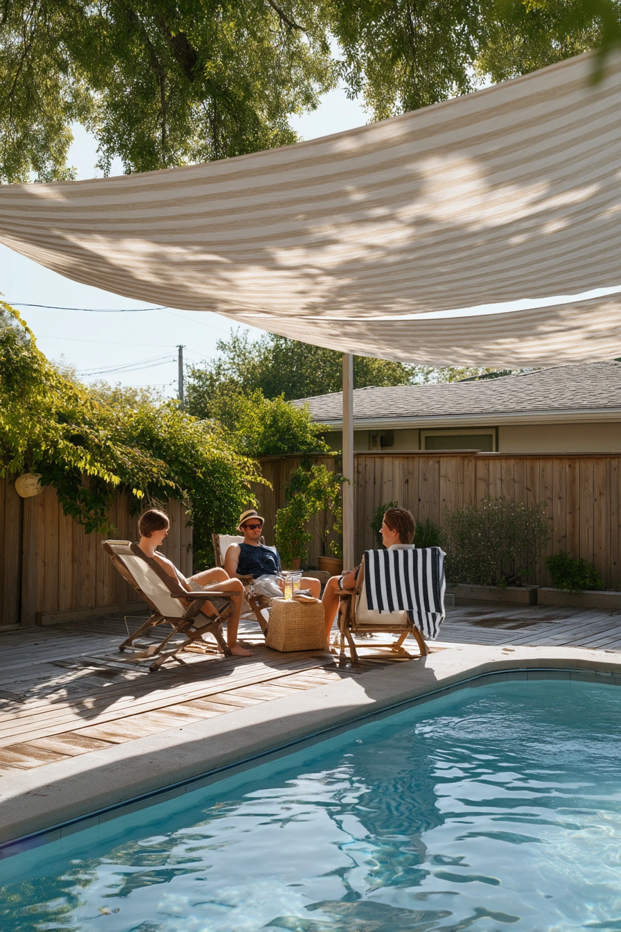 Family-Friendly Retractable Shade by the Pool