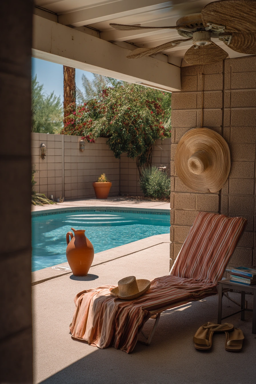 Desert-Style Pool Shade with Breeze Blocks