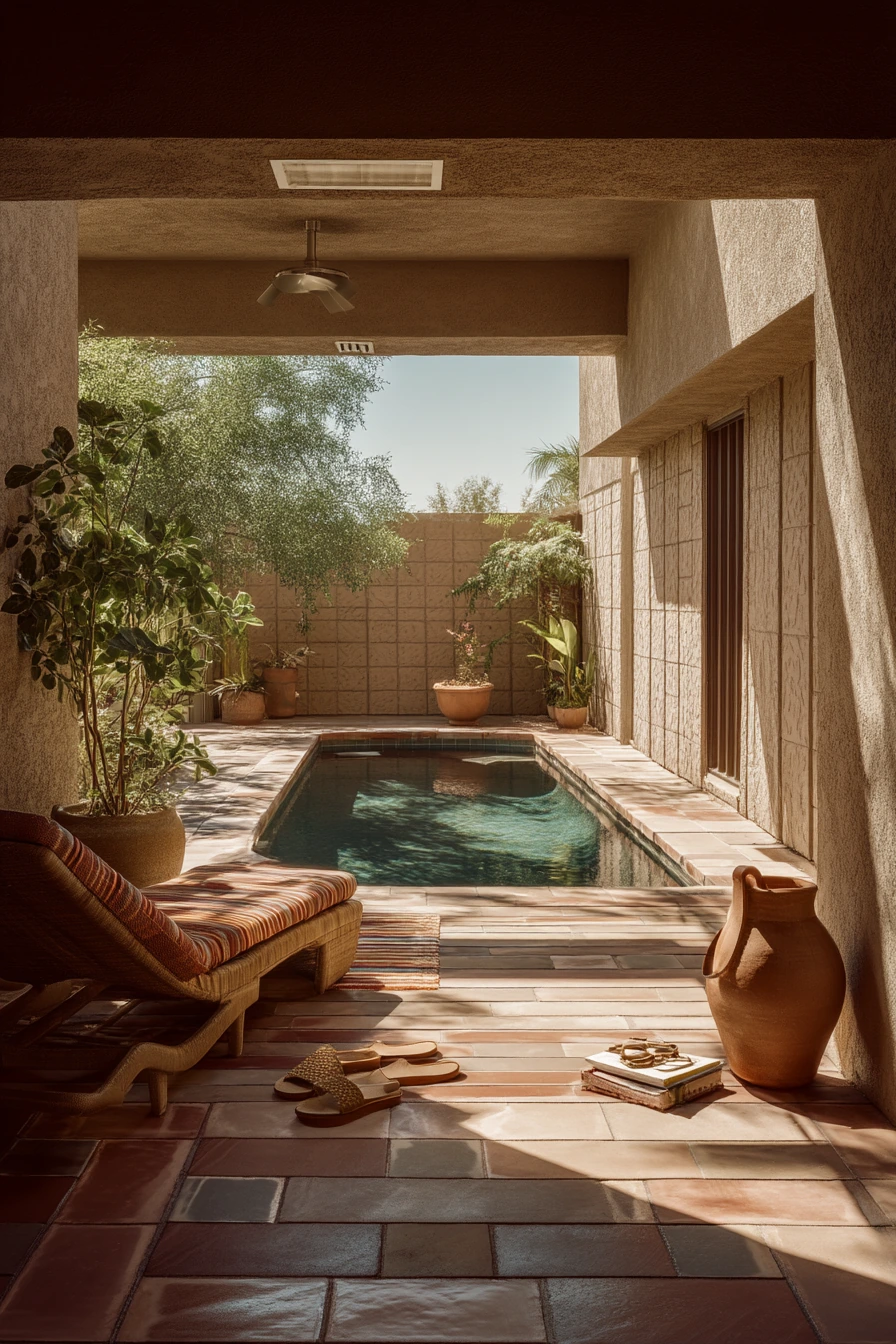 Desert-Style Pool Shade with Breeze Blocks