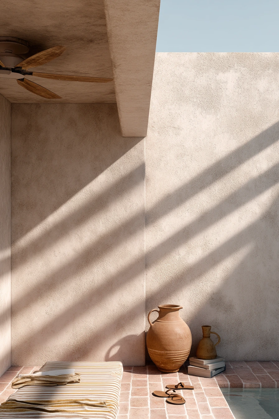 Desert-Style Pool Shade with Breeze Blocks