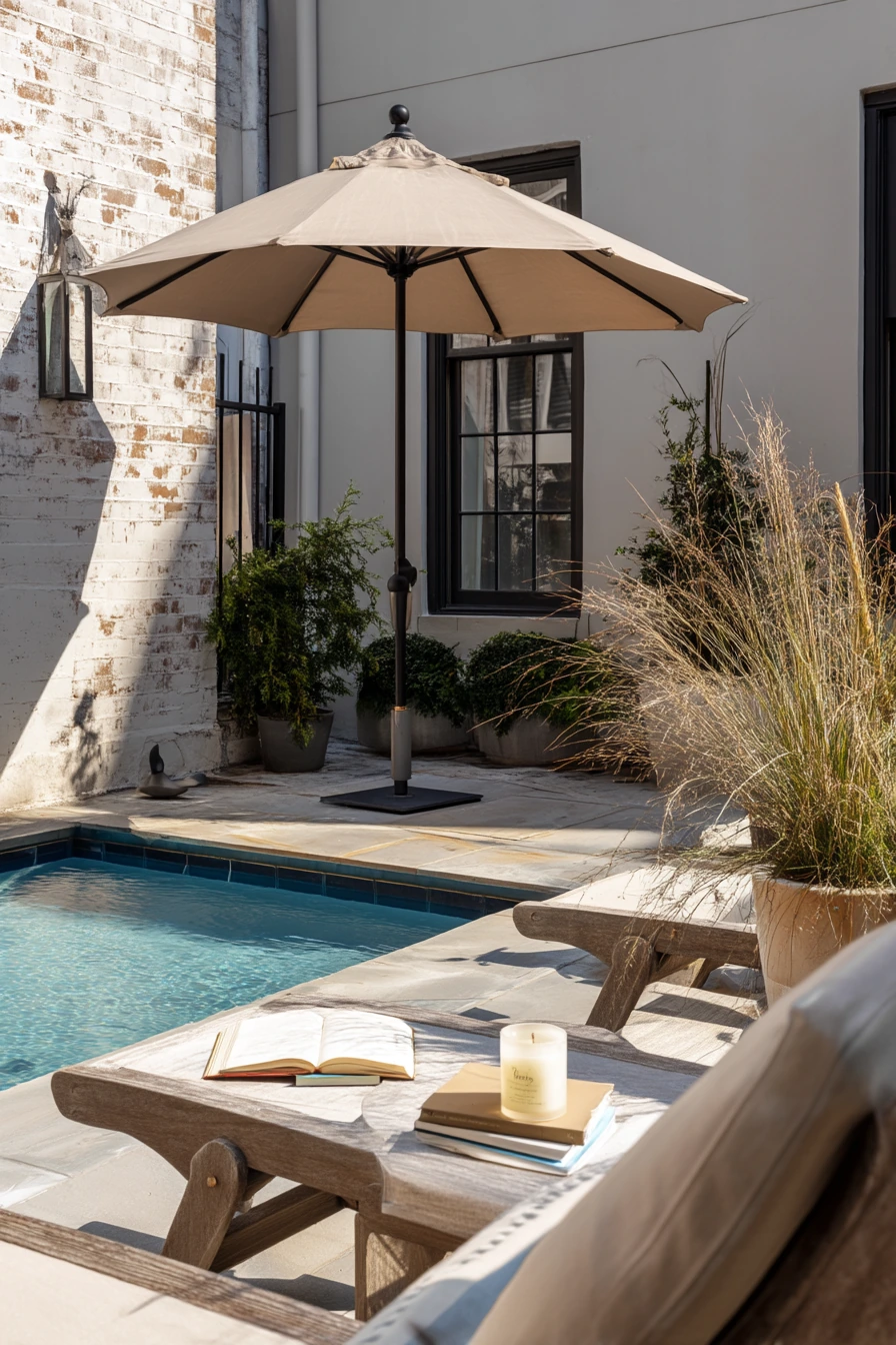 Small Patio Pool with a Market Umbrella