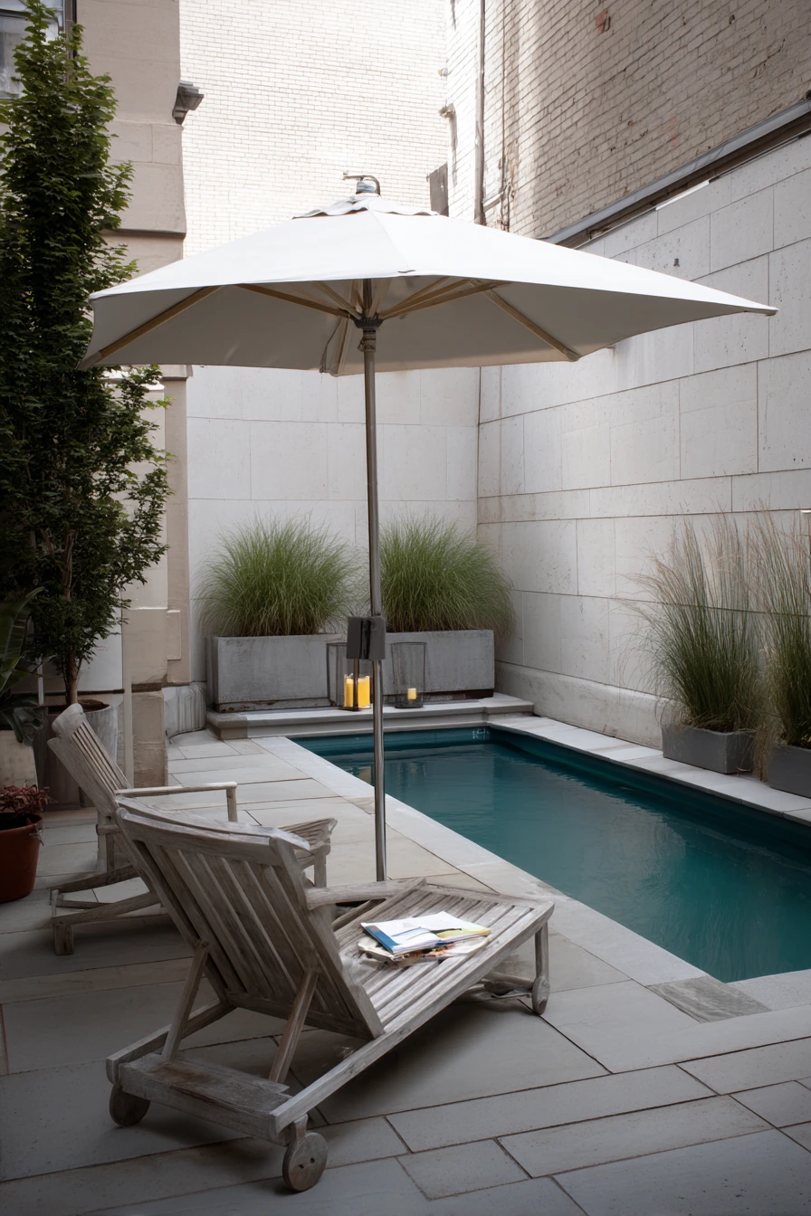 Small Patio Pool with a Market Umbrella