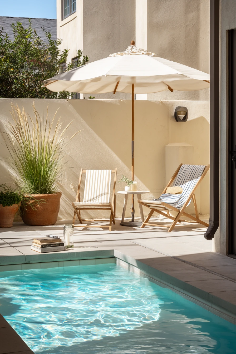Small Patio Pool with a Market Umbrella