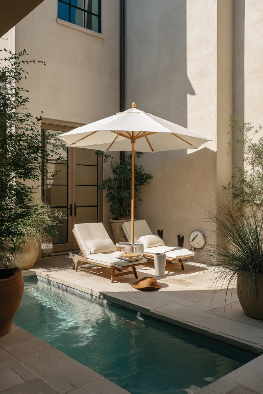 Small Patio Pool with a Market Umbrella