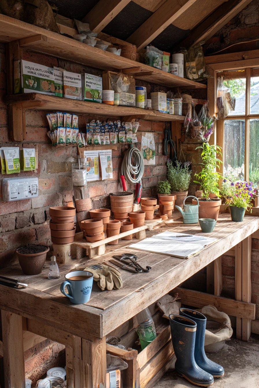 Pool Shed with Garden Potting Zone
