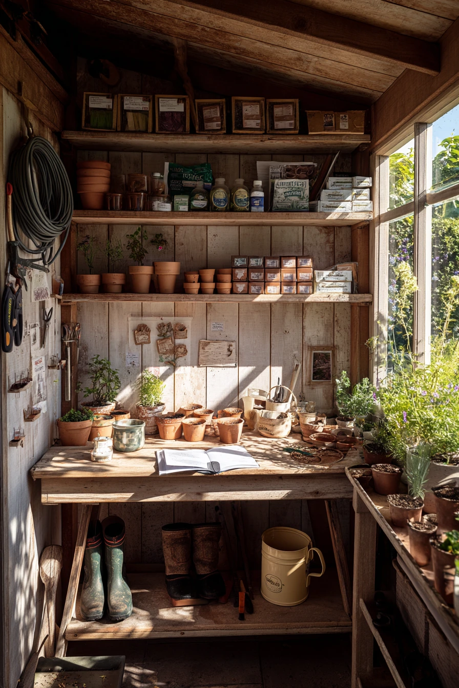 Pool Shed with Garden Potting Zone