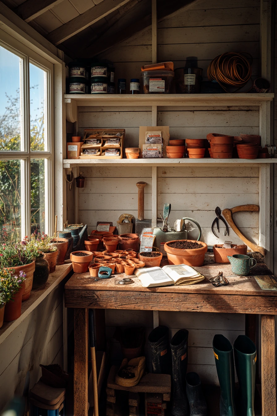 Pool Shed with Garden Potting Zone