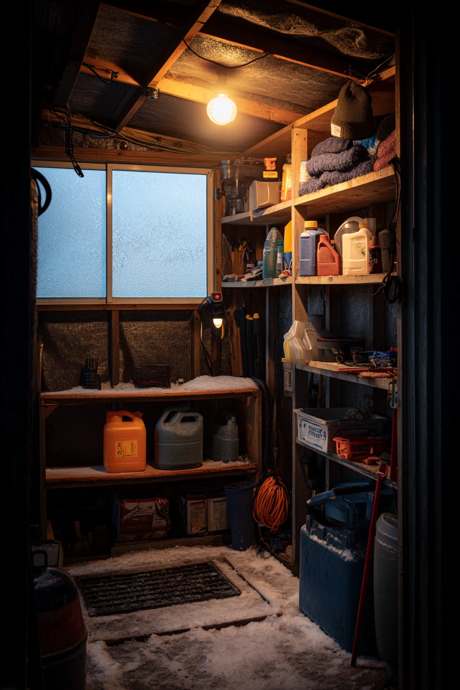 Winterized Pool Shed Utility Room